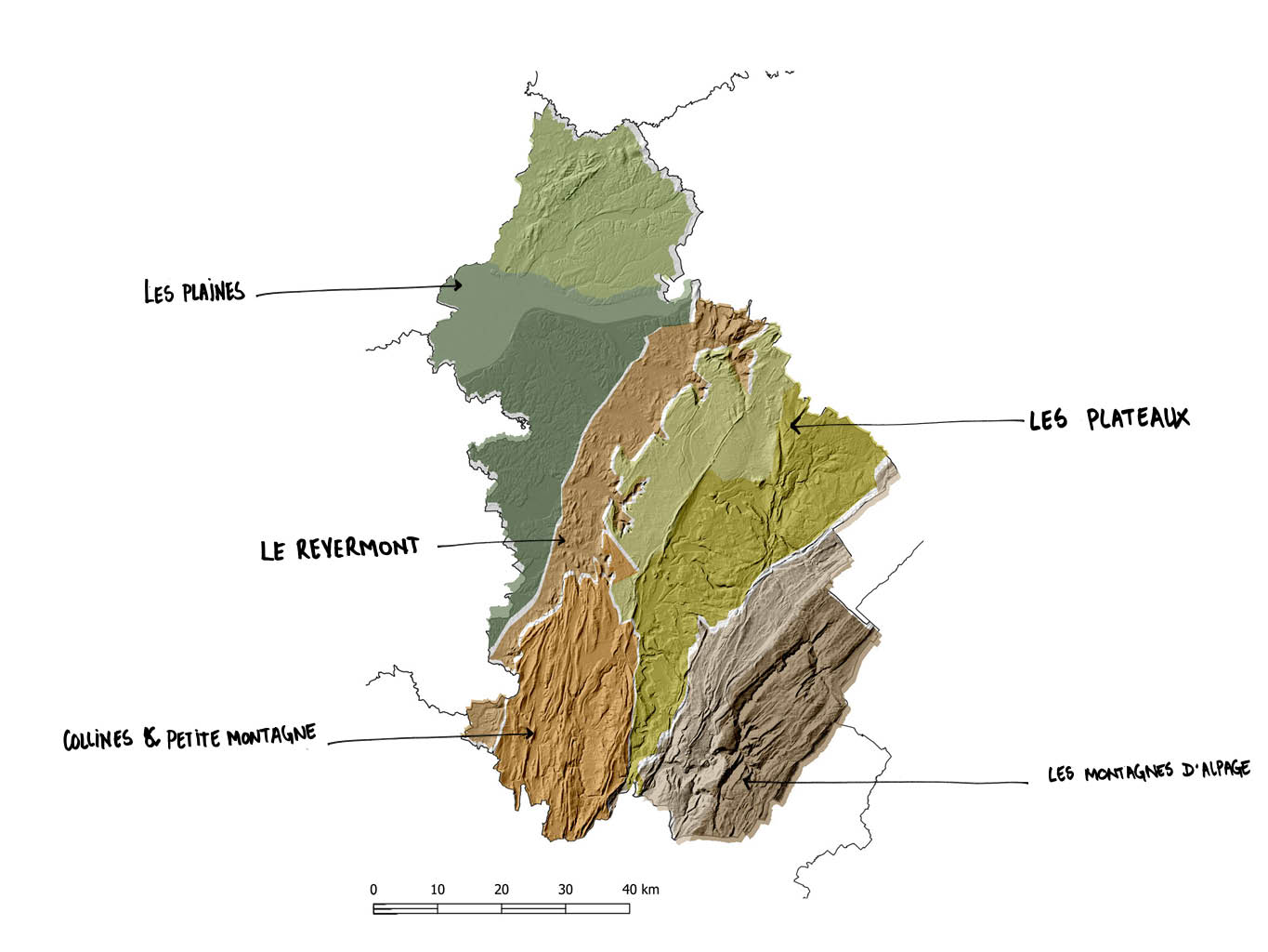 Carte Jura topographie/sols